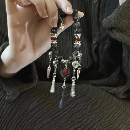 Luckacco Vintage Black Beaded Tassel Bracelets for Women Men New Chinese Ethnic Style Moon Handmade Beads Bracelets Jewelry Party Gifts