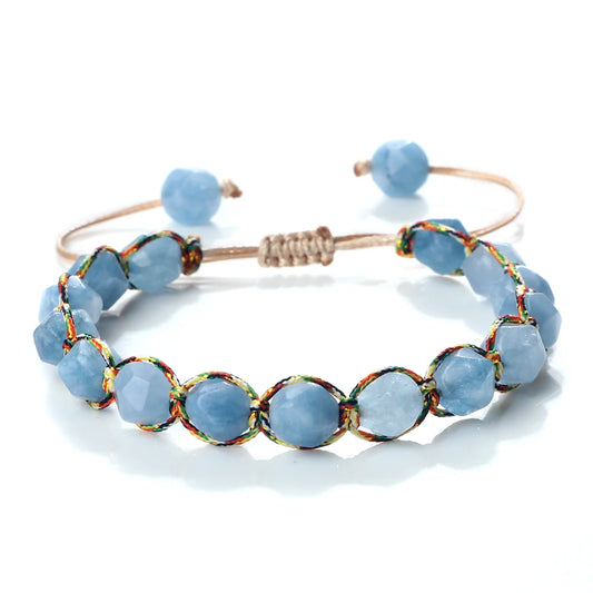 Luckacco Irregular Cut Surface Beads Bracelet Trendy Adjustable Natural Tiger Eye Amethyst Pink Quartz Beaded Bracelets for Women Jewelry