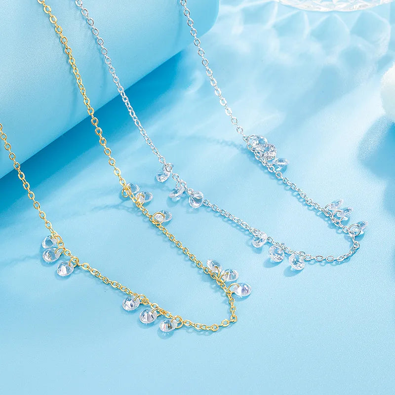luckacco new 925 sterling silver necklace simple personality charm woman zircon pendant choker birthday gift exquisite jewelry