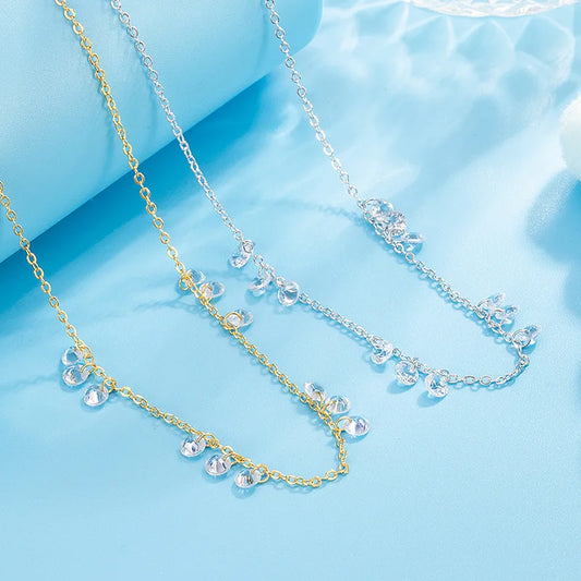 Luckacco New 925 Sterling Silver Necklace Simple Personality Charm Woman Zircon Pendant Choker Birthday Gift Exquisite Jewelry