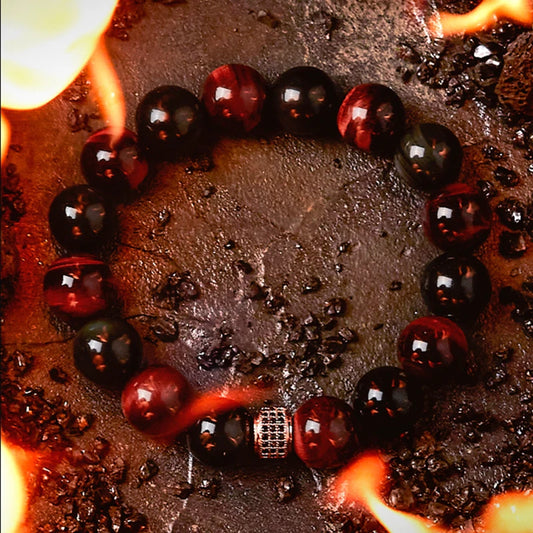 Luckacco 5A Real Natural Red Tiger Eye Beads Stone Bracelet Men Women Zircon Accessories Handmade Jewelry Gift for Girlfriend