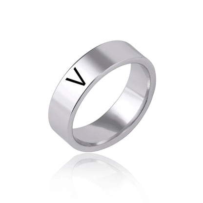 Luckacco Fashion 26 English Initial Letter Ring Stainless Steel Engraved Name Rings For Women Birthday Gifts
