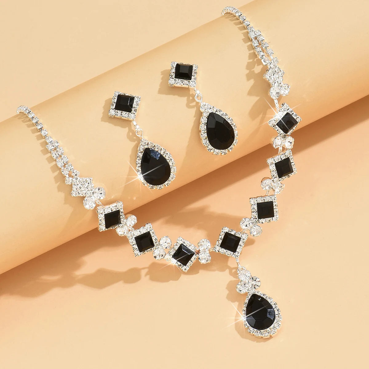 luckacco 3-piece women's claw chain series geometric droplet earrings necklace set wedding banquet party holiday gift 8056