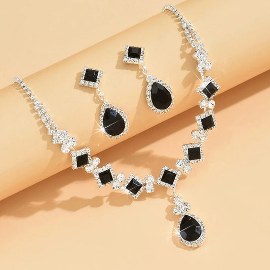 Luckacco 3-piece Women's Claw Chain Series Geometric Droplet Earrings Necklace Set Wedding Banquet Party Holiday Gift 8056