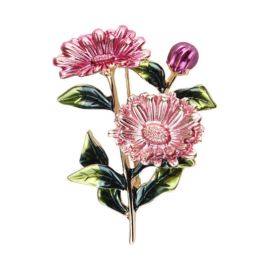 Luckacco Cute Romantic Colorful Leaf Brooches For Women Purple Crysal Plant Brooch Pin Female Party Birthday Dress Suit Badge Jewelry