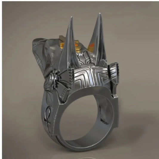 Luckacco New Vintage Egyptian Cross Anubis God Rings for Men Unisex Punk Style Wolf Head Men Finger Rings Hiphop Party Ring Men