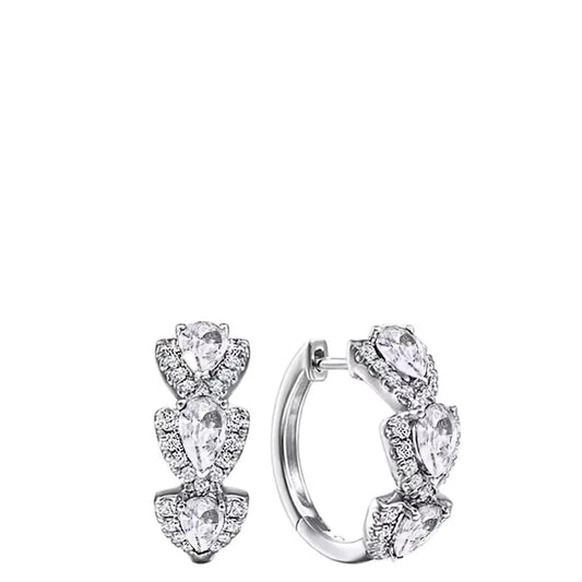 Luckacco Droplet Shiny Synthetic Gems Decor Hoop Earrings Elegant Simple Style Banquet Party Ear Ornament Female Gift
