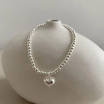 Luckacco New 925 Silver Geometric Bead Punk Peace of Mind Words Irregular String Bracelet For Woman Girl Fashion Jewelry Gift Dropship