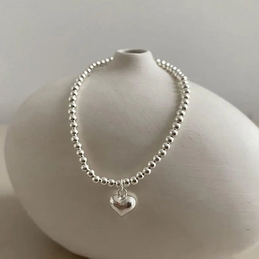 Luckacco New 925 Silver Geometric Bead Punk Peace of Mind Words Irregular String Bracelet For Woman Girl Fashion Jewelry Gift Dropship