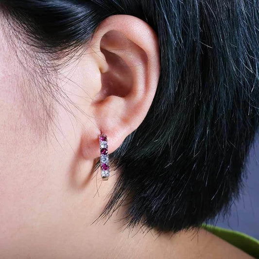 Luckacco New Arrival 925 Sterling Silver pendientes Fashion Round Circle Clear Mosaic CZ Zircon Stud Earrings for Women Jewelry brincos