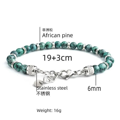 Luckacco Pulseras Hombre Natural Stone Man Beaded Bracelets Homme lapis lazuli Phoenix Stone Men's Bracelets For Men Fathers Day Gifts
