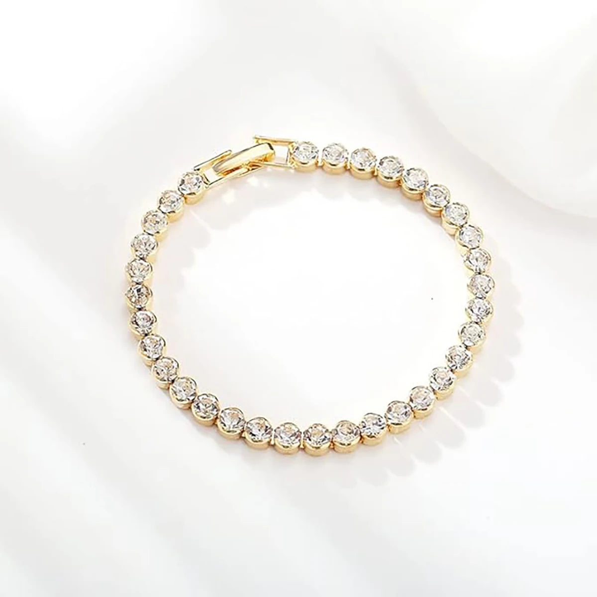 luckacco luxury crystal tennis bracelets for women wedding gift gold silver color metal roman chain bracelets cubic zirconia jewelry