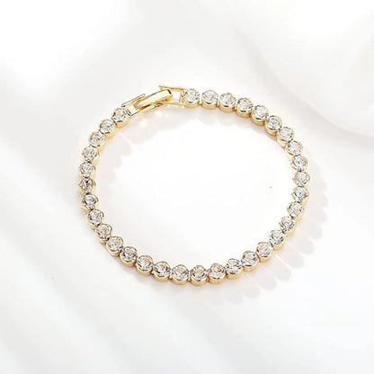 Luckacco Luxury Crystal Tennis Bracelets For Women Wedding Gift Gold Silver Color Metal Roman Chain Bracelets Cubic Zirconia Jewelry