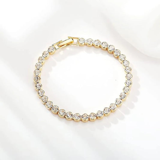 Luckacco Luxury Crystal Tennis Bracelets For Women Wedding Gift Gold Silver Color Metal Roman Chain Bracelets Cubic Zirconia Jewelry