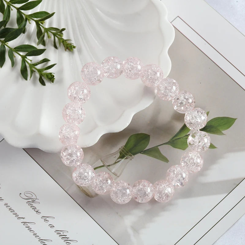 luckacco shinning crystal beads elastic bracelet korean style colorful crystal glass beaded bracelet bangles for women