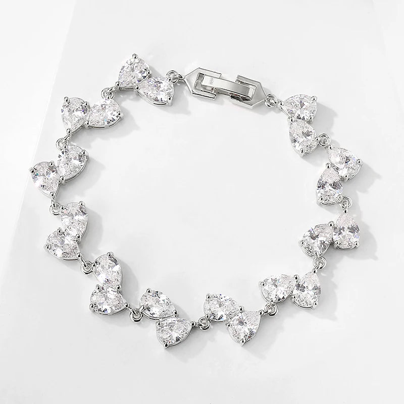 luckacco picks luxury aaa cubic zirconia wedding bracelets for women high quality white gold color leaf charm bracelet bangles