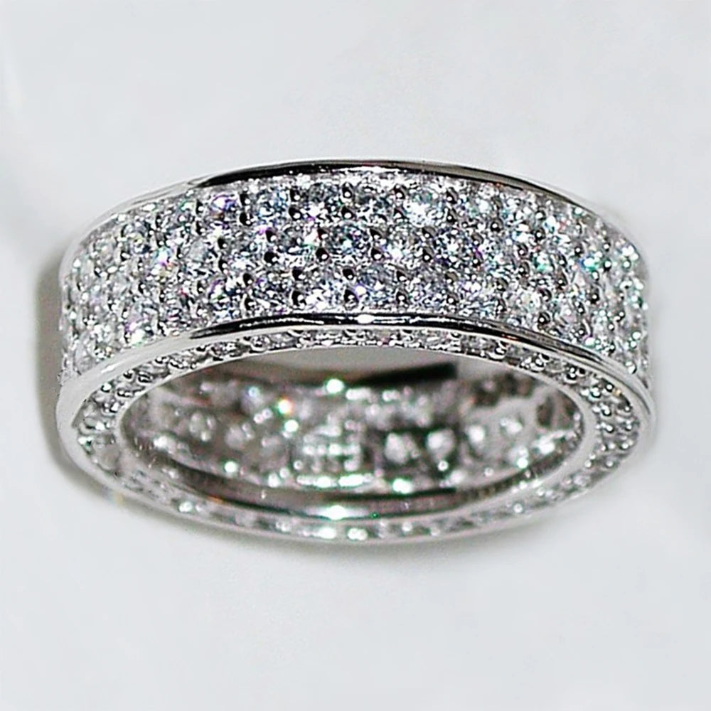 luckacco daily picks luxury silver color cubic zirconia rings for women simple design fashion versatile wedding engagement party lady jewelry