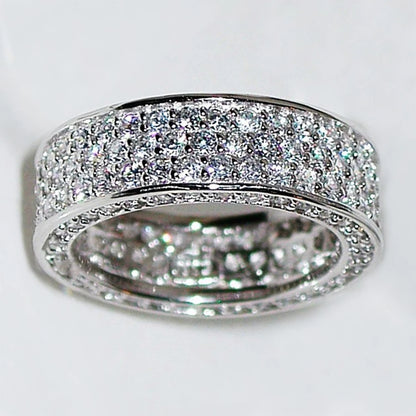 Luckacco daily picks Luxury Silver Color Cubic Zirconia Rings for Women Simple Design Fashion Versatile Wedding Engagement Party Lady Jewelry