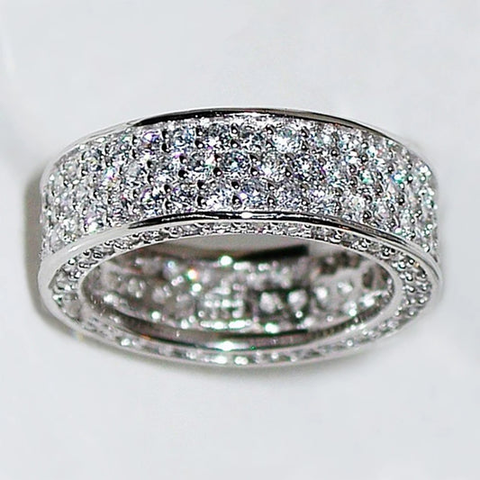 Luckacco daily picks Luxury Silver Color Cubic Zirconia Rings for Women Simple Design Fashion Versatile Wedding Engagement Party Lady Jewelry