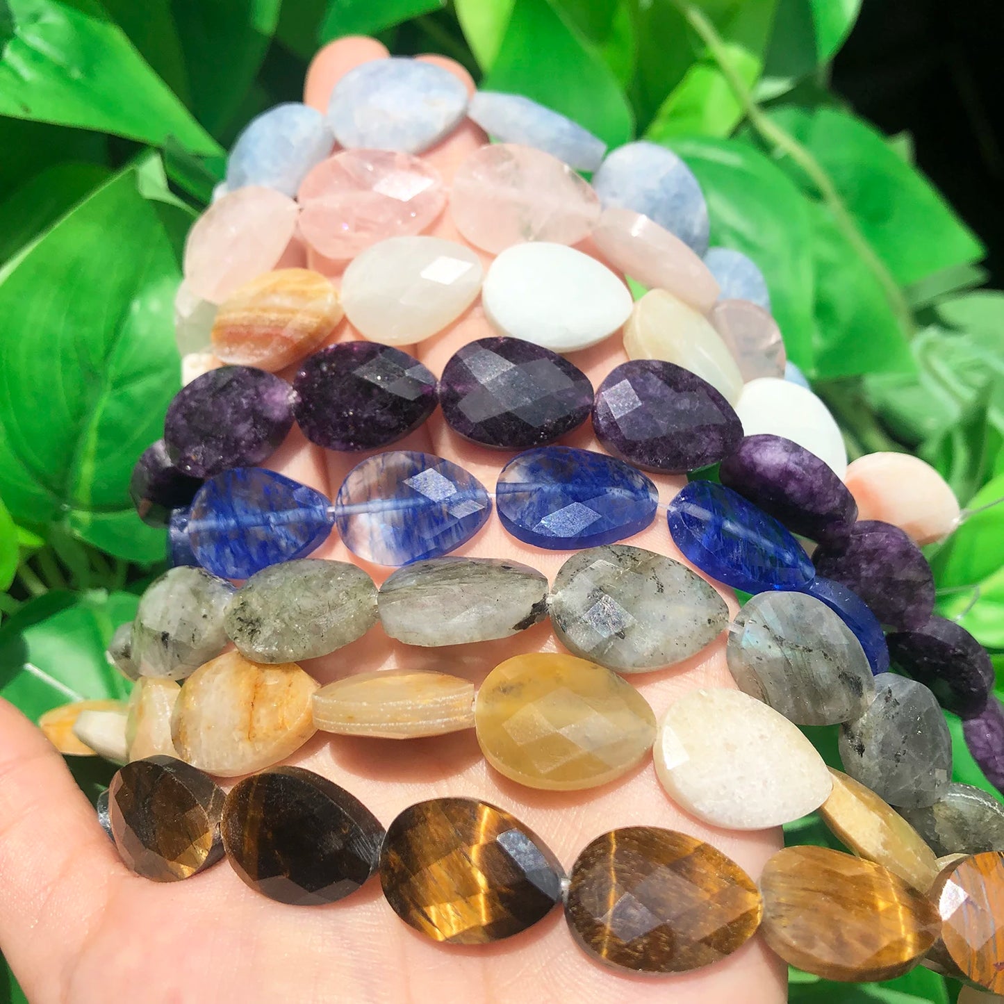 luckacco natural faceted amethysts labradorite aventurine tiger eye water drop shape stone beads diy charm for jewelry making bracelet