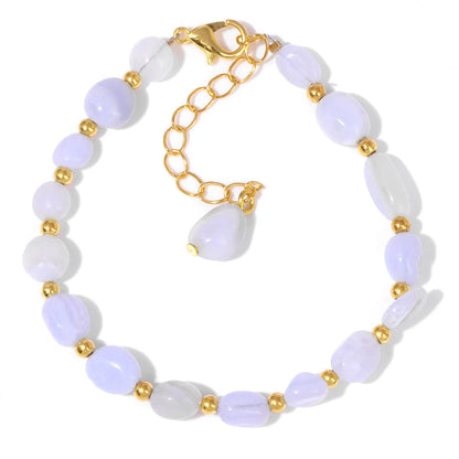 Luckacco Natural Crystal Gravel Stone Bracelets For Women Healing Irregular Amethysts Lapis Lazuli Rose Quartzs Chain Bracelet Jewelry