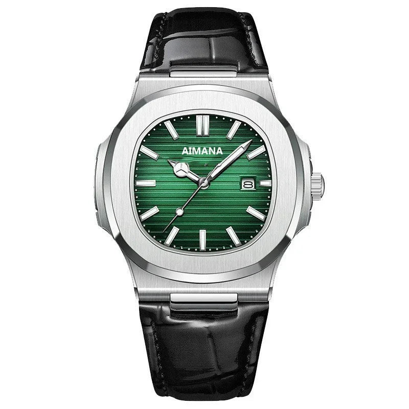 luckacco fashion business luminous calendar quartz watch 30mi waterproof leather strap wirstwatch men students clocks relogios