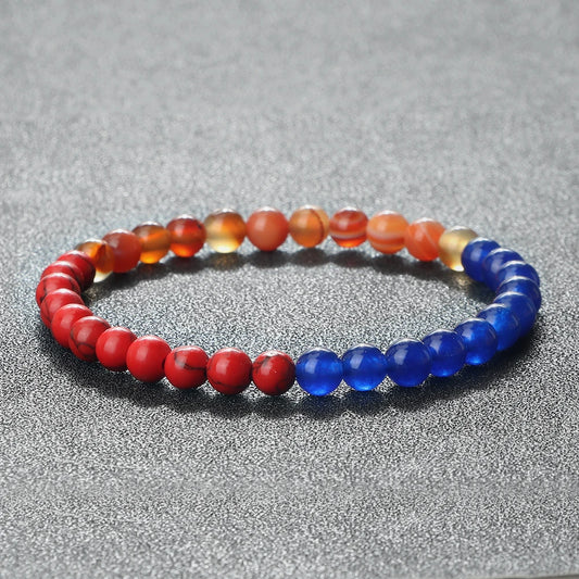 Luckacco Classic Natural Stone Palestine Flag Bracelet Men Women National Flag Beads Bracelet Christmas Prayer Beads Worship Jewelry Gift