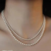 Luckacco 4 6mm 2 Necklaces Round White Natural Shell Pearl Pearls Chokers Short Necklace for Women Jewelry Gift  16