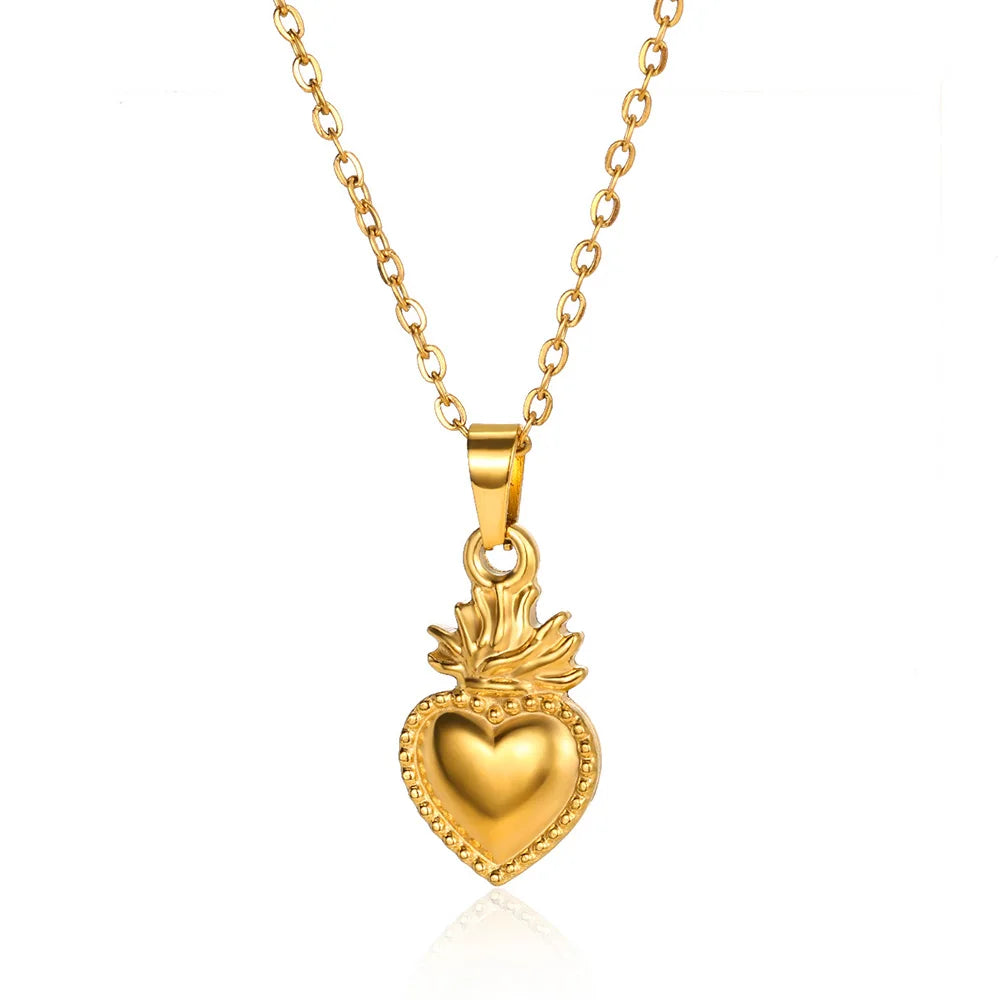 luckacco zircon heart cross necklaces for women vintage geometric surrounded by vines choker necklace aesthetic fashion jewelry gift 2025