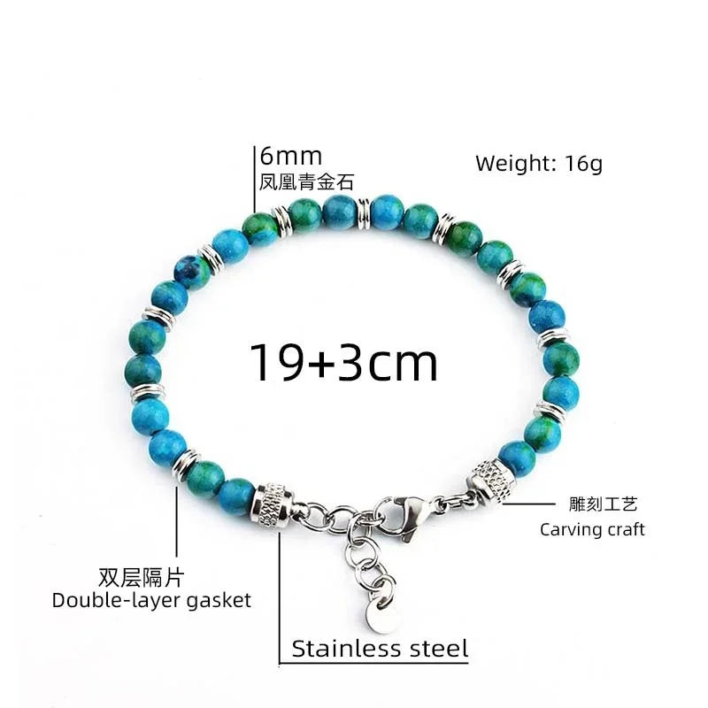 luckacco pulseras hombre natural stone man beaded bracelets homme lapis lazuli phoenix stone men's bracelets for men fathers day gifts