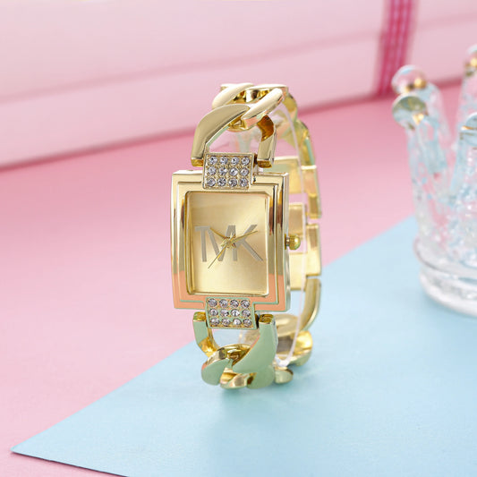 Luckacco Luxury Brand Women's Watch Fashion Elegant Style Metal Strap Square Trendy Quartz Watch for Women Woman's Wristwatch Clock