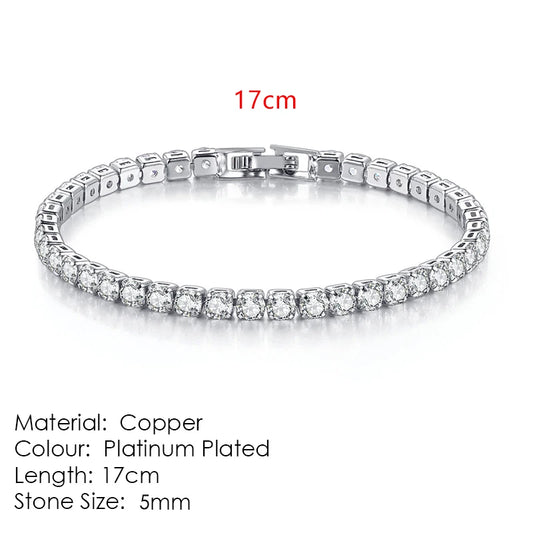 Luckacco Fashion Multicolor Tennis Bracelet for Women 2.5/3/4/5mm Zirconia Charm Designer Tennis Chain Men Bracelet Wedding Jewelry KC128