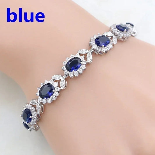 Luckacco Exquisite Shiny Tennis Ball Shape Crystal Zircon Bracelet for Women Fashion Evening Party Jewelry Girls Gift