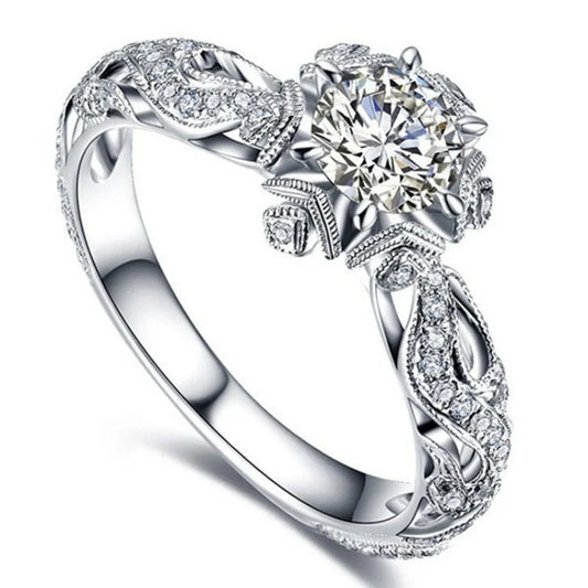 Luckacco Hot Selling Classic Silver Plated Stainless Steel Rings For Women Cubic Zircon Ring Jewelry Accessories  Size 5-11