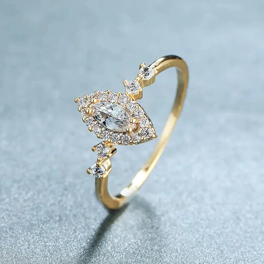 Luckacco daily picks Fashion Luxury Marquise Cubic Zirconia Rings for Women Engagement Wedding Accessories Gold Color Jewelry Drop Shipping