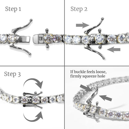 Luckacco Luxury 4MM Tennis Bracelet for Women Men Full Moissnaite Laboratory Diamond S925 Silver Wedding Jewelry GRA Certificate