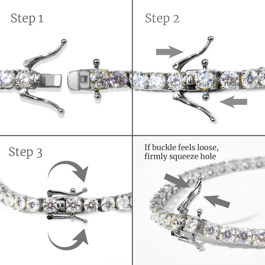 Luckacco Luxury 4MM Tennis Bracelet for Women Men Full Moissnaite Laboratory Diamond S925 Silver Wedding Jewelry GRA Certificate