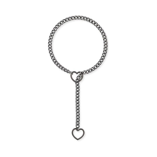 Luckacco Htpwe Women'S Heart Shaped O Ring Slip Chain Necklace Stainless Steel Punk Rock Cuban Jewelry, Adjustable Lariat Chain Jewelry