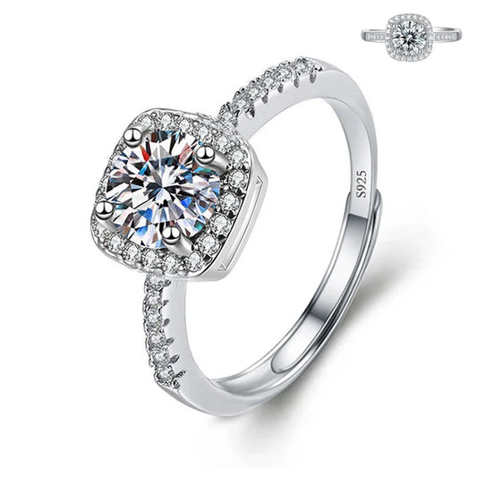 Luckacco Never Fade Luxury Classic 18K White Gold Color Ring Solitaire 2 Carat Zirconia Diamant Wedding Band Women Jewelry Accessories