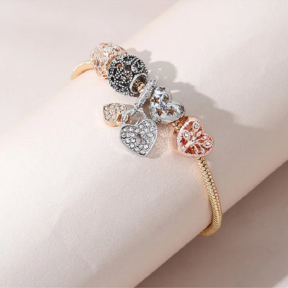 Luckacco 1pcs Heart Shaped Tree Of Life Bracelet Women Fashion Trend Jewelry Copper Chain Diy Beads Jewelry