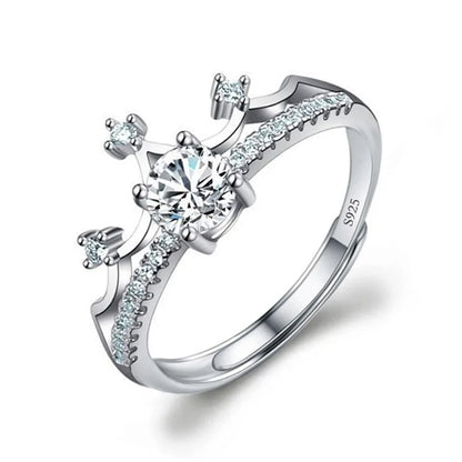 Luckacco Never Fade Luxury Classic 18K White Gold Color Ring Solitaire 2 Carat Zirconia Diamant Wedding Band Women Jewelry Accessories