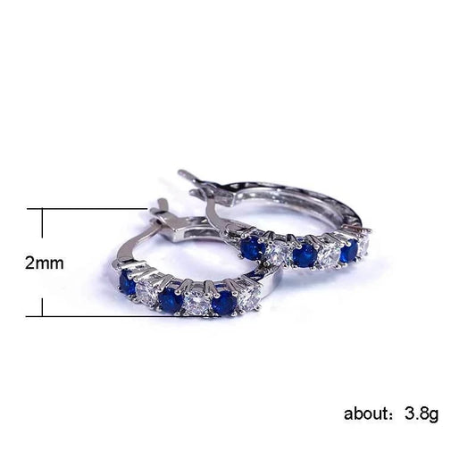 Luckacco New Arrival 925 Sterling Silver pendientes Fashion Round Circle Clear Mosaic CZ Zircon Stud Earrings for Women Jewelry brincos