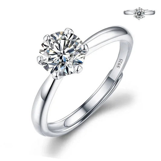 Luckacco Never Fade Luxury Classic 18K White Gold Color Ring Solitaire 2 Carat Zirconia Diamant Wedding Band Women Jewelry Accessories