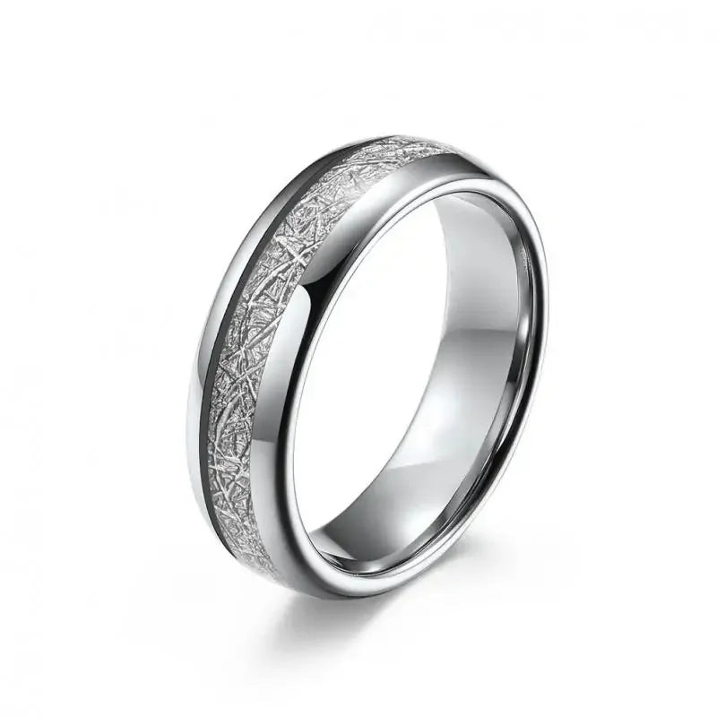 luckacco personalized couple stainless steel engagement jewelry ring, opal inlaid dome engagement ring, daily matching ring