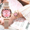 Luckacco Watches Fashion Elegant Diamond Mesh Strap Women's Watch Waterproof Quartz Watch Ladies Watch