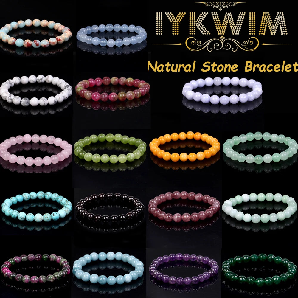 luckacco natural stone bracelet red coral jades beads jewelry gift for men magnetic health protection women elastic thread 6 8 mm