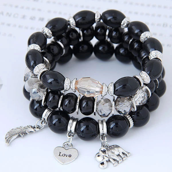 luckacco bohemian charm beads wrap bracelets & bangles for women boho flower leaf tassel bracelet multilayer bracelet femme 2024 new