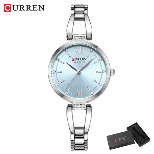 Luckacco CURREN Luxury Hight Quality Quartz Watch Fashion Charming Rhinestones Stainless Steel Band Women's Wristwatches