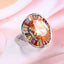 New Statement Bridal Big Round Colorful CZ Finger 925 Sterling Silver Rings Champagne Cubic Zircon Jewelry for Women Party Gift - luckacco