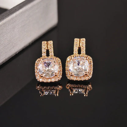 Luckacco 2024 New Luxury Princess Silver Color Korean Earrings for Women Anniversary Gift Jewelry  E6872
